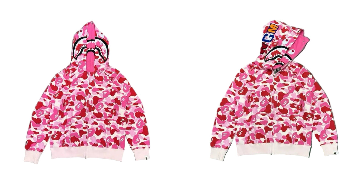 BAPE Shark Full Zip Hoodie Pink Camo Edition