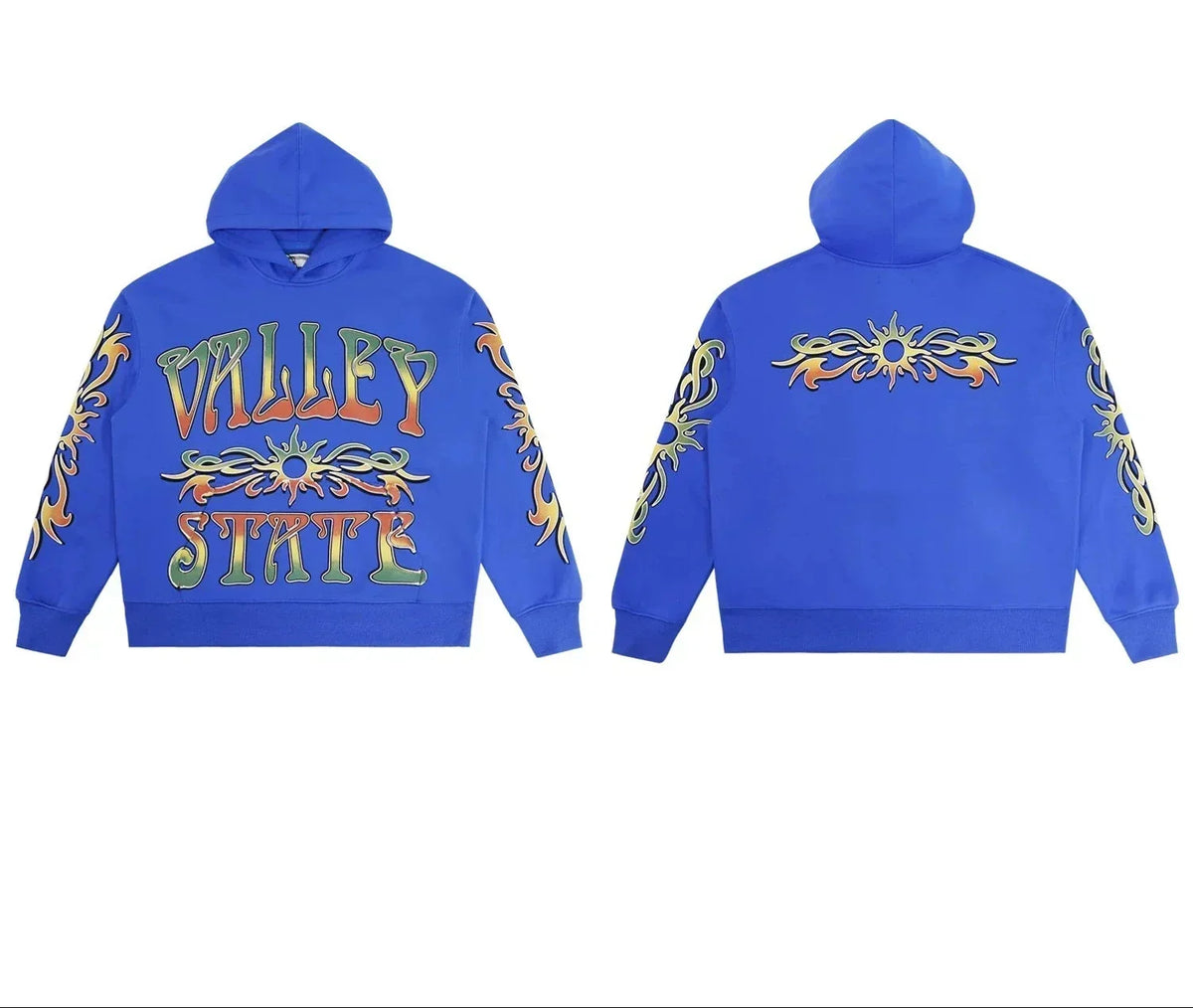 Valleydream Blue Valley State Tribal Print Hooded Sweatshirt